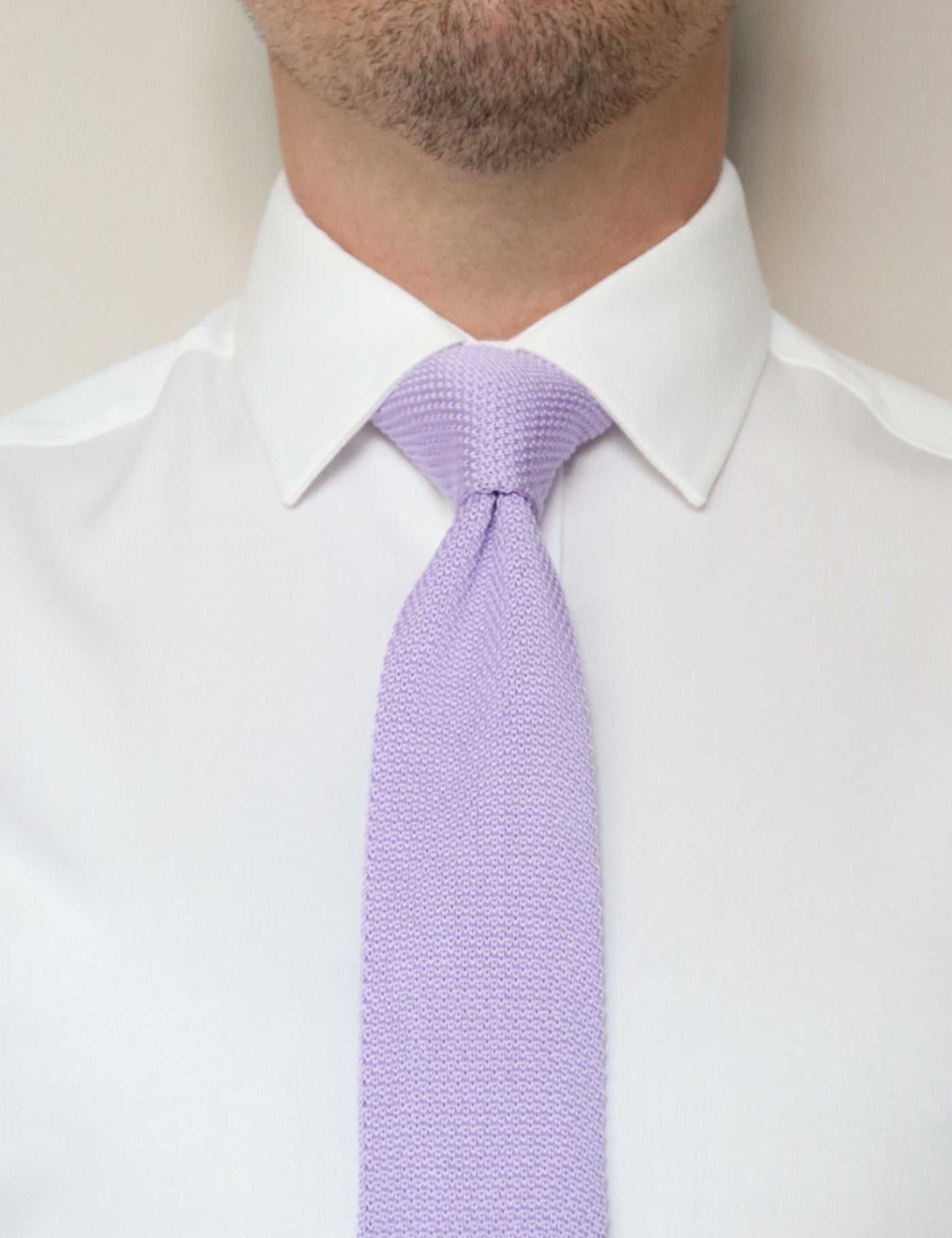 100% Polyester Diamond End Knitted Tie - Pastel Purple