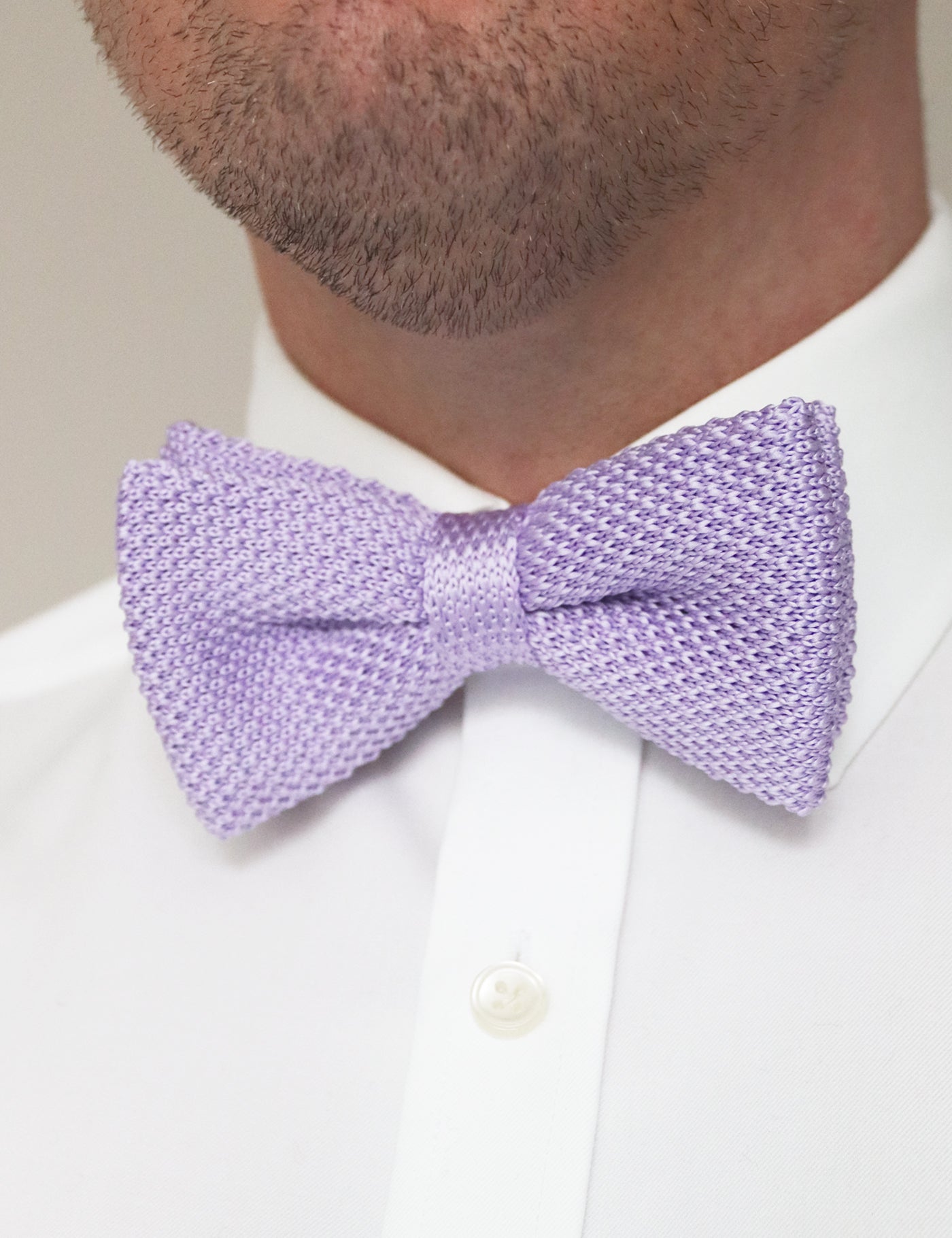 100% Polyester Knitted Bow Tie - Pastel Purple