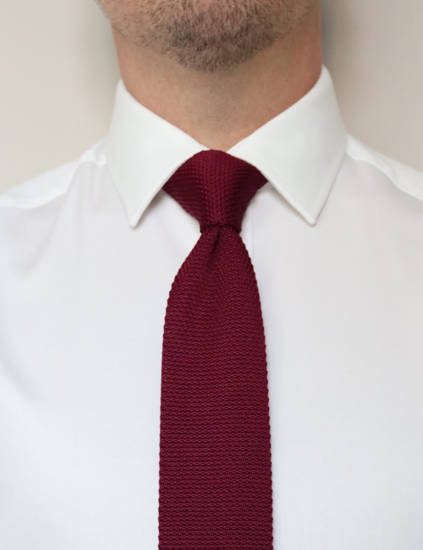 100% Polyester Square End Knitted Tie - Wine Red