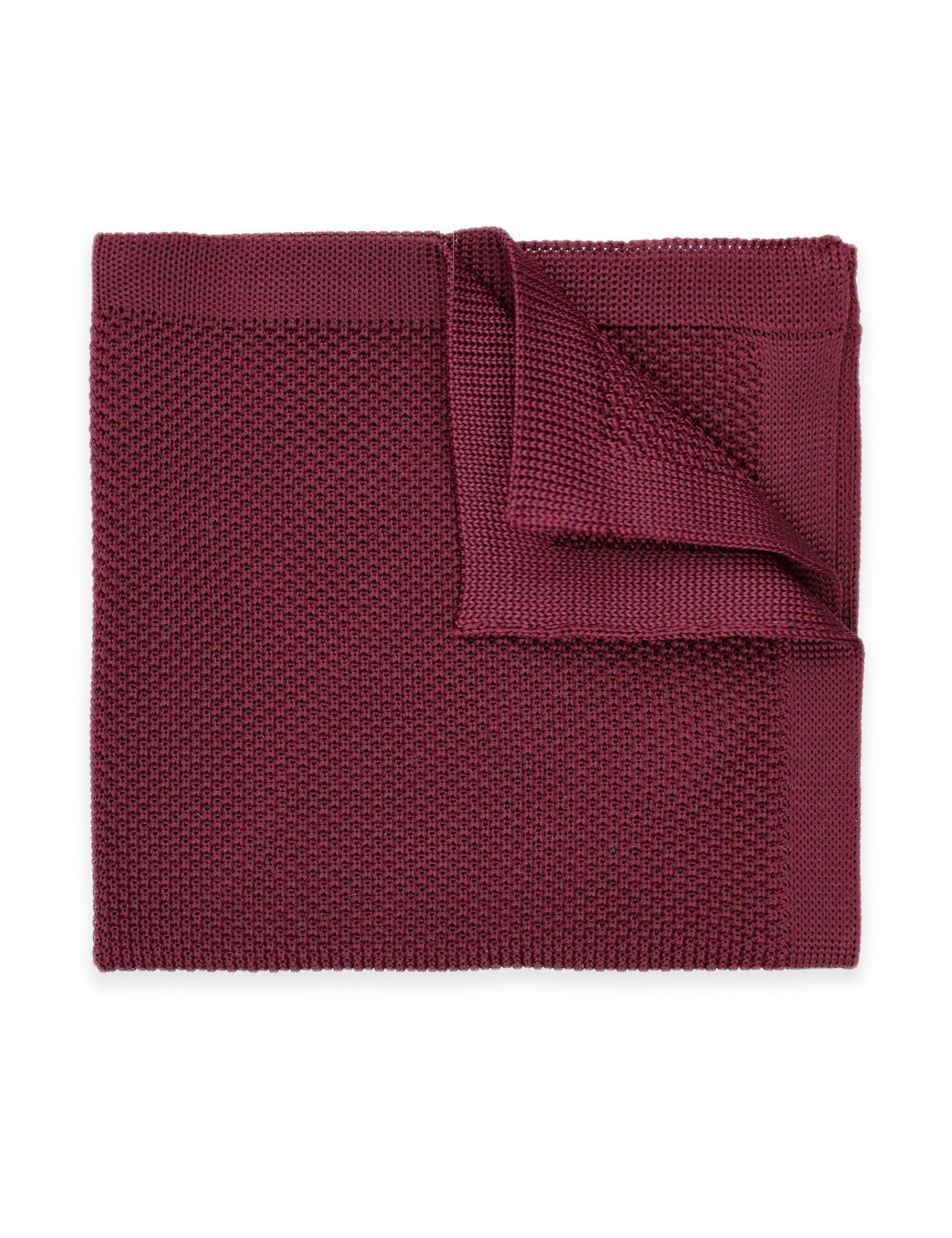 100% Polyester Knitted Pocket Square - Wine Red