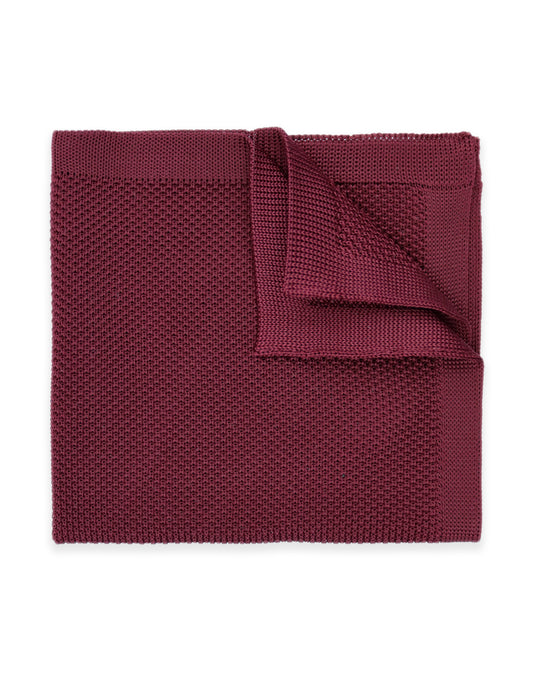 100% Polyester Knitted Pocket Square - Wine Red