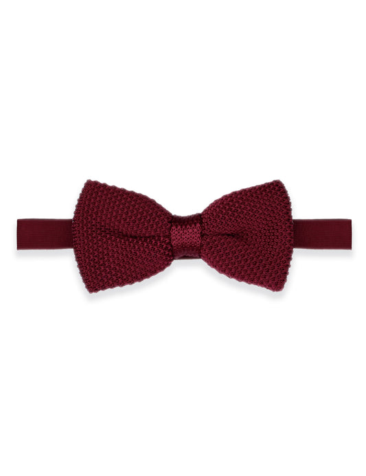 Children's Knitted Bow Tie - Wine Red