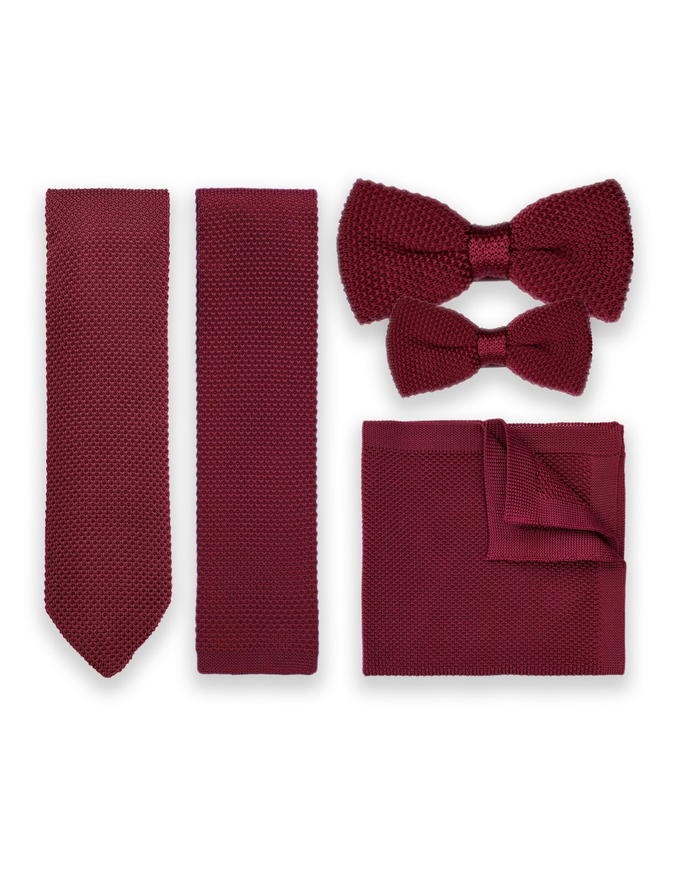 100% Polyester Knitted Pocket Square - Wine Red