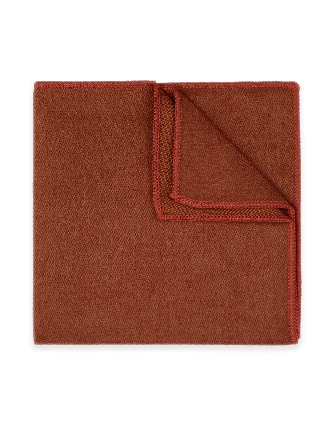 100% Brushed Cotton Pocket Square - Burnt Orange