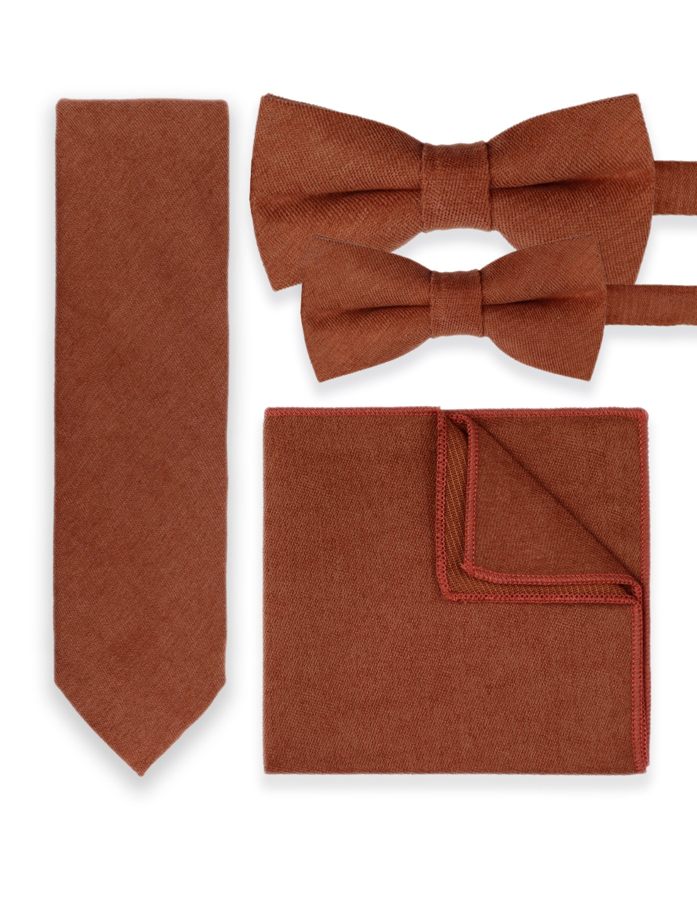 100% Brushed Cotton Pocket Square - Burnt Orange