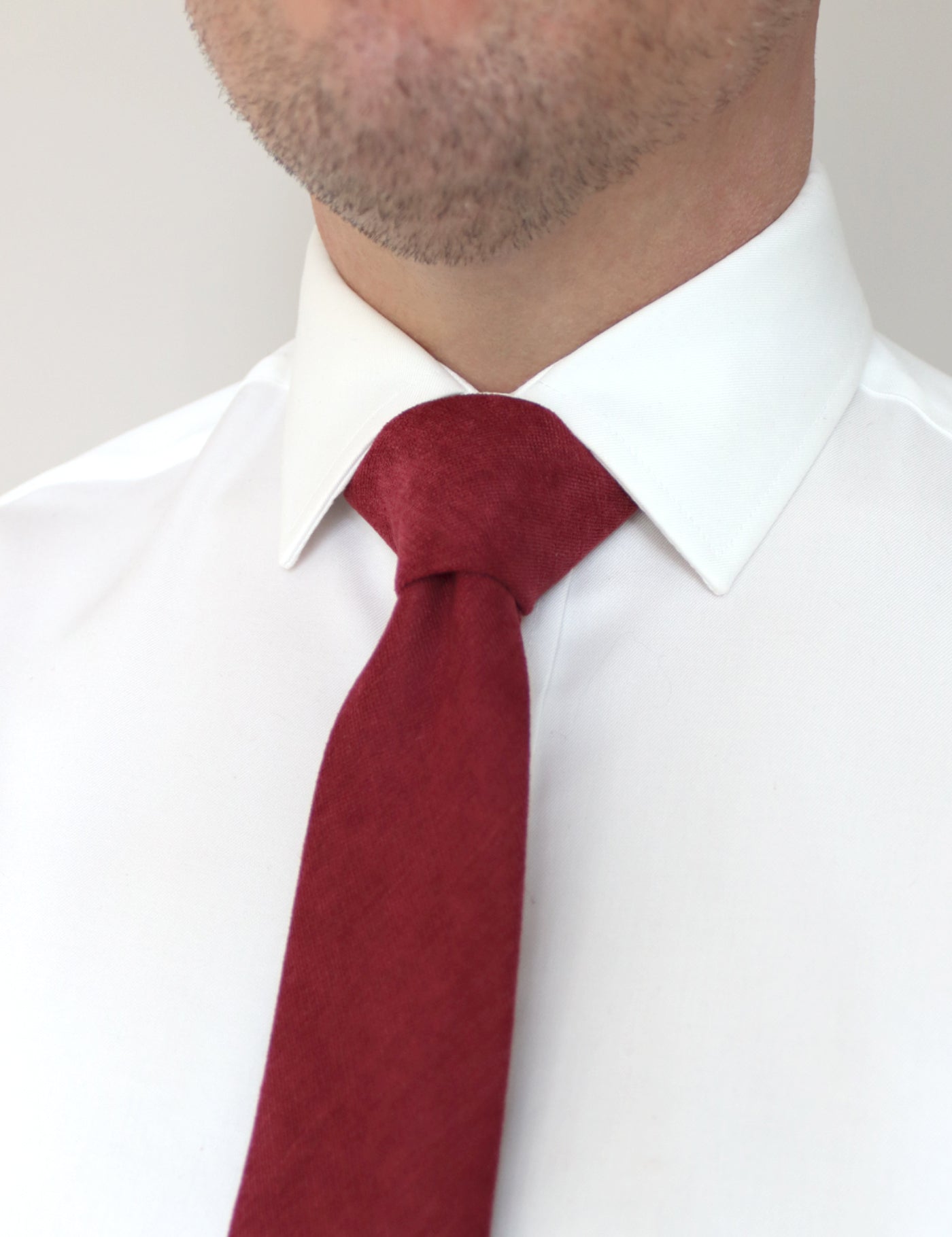 100% Brushed Cotton Tie - Burgundy Red