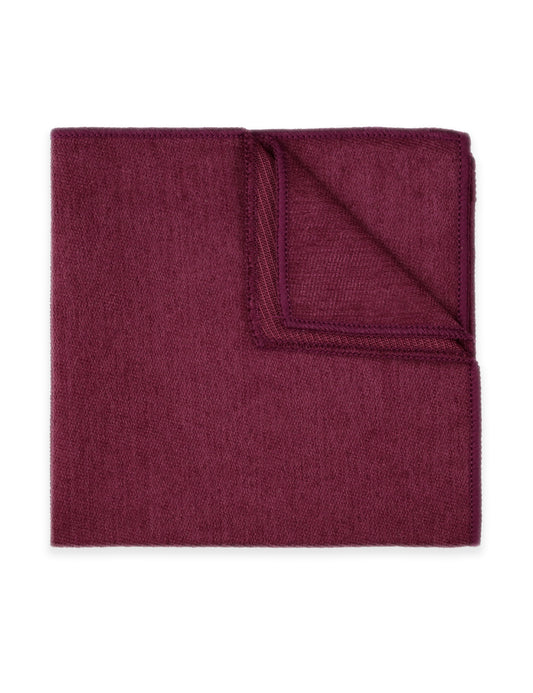 100% Brushed Cotton Pocket Square - Burgundy Red