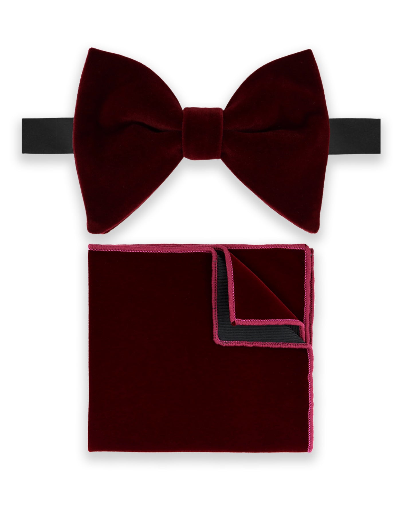 Velvet Oversized Bow Tie - Burgundy Red