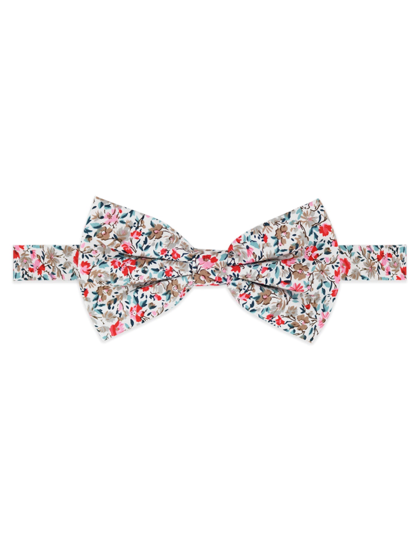 100% Cotton Floral Print Tie - Red & Blue