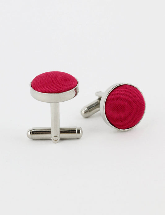 Woven Fabric Faced Cufflinks - Red