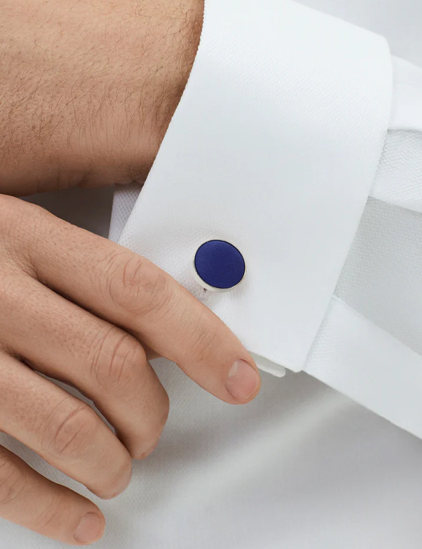 Woven Fabric Faced Cufflinks - Royal Blue