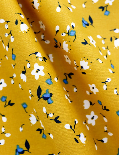 100% Cotton Floral Print Bow Tie - Yellow & Blue