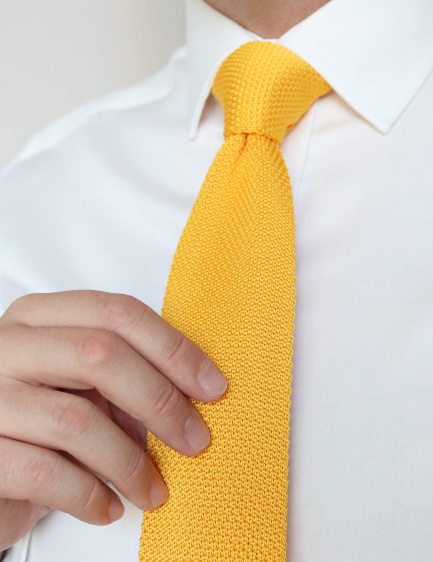 100% Polyester Diamond End Knitted Tie - Mustard Yellow