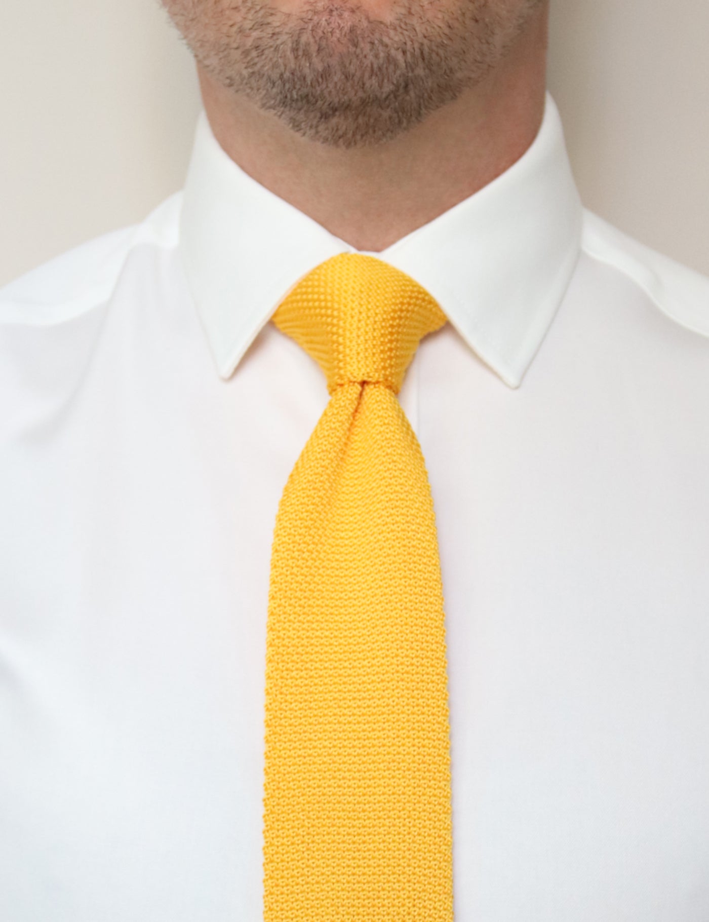 100% Polyester Diamond End Knitted Tie - Mustard Yellow