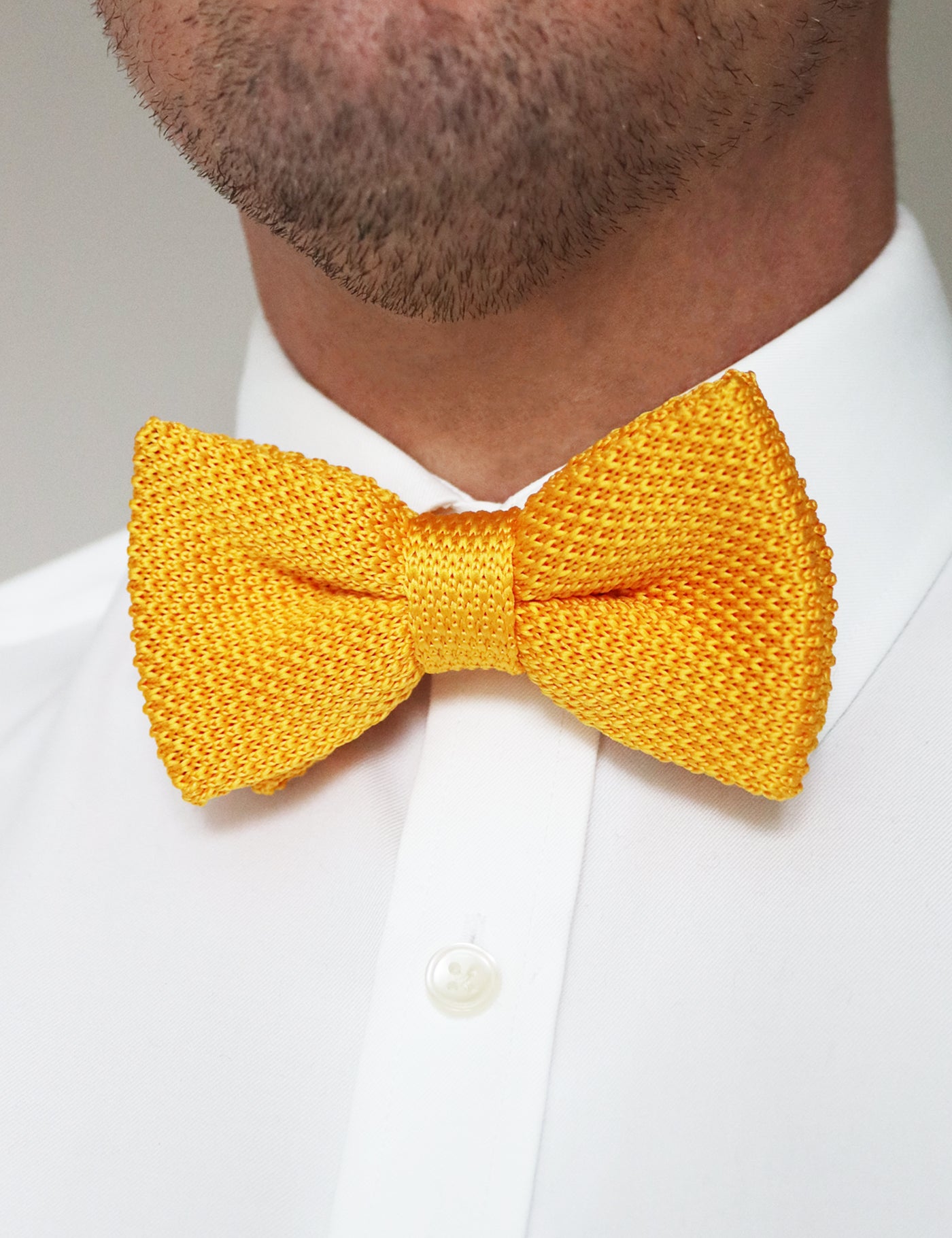 100% Polyester Knitted Bow Tie - Mustard Yellow