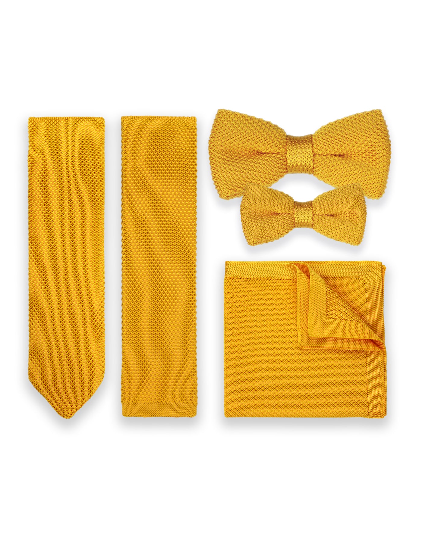 100% Polyester Diamond End Knitted Tie - Mustard Yellow