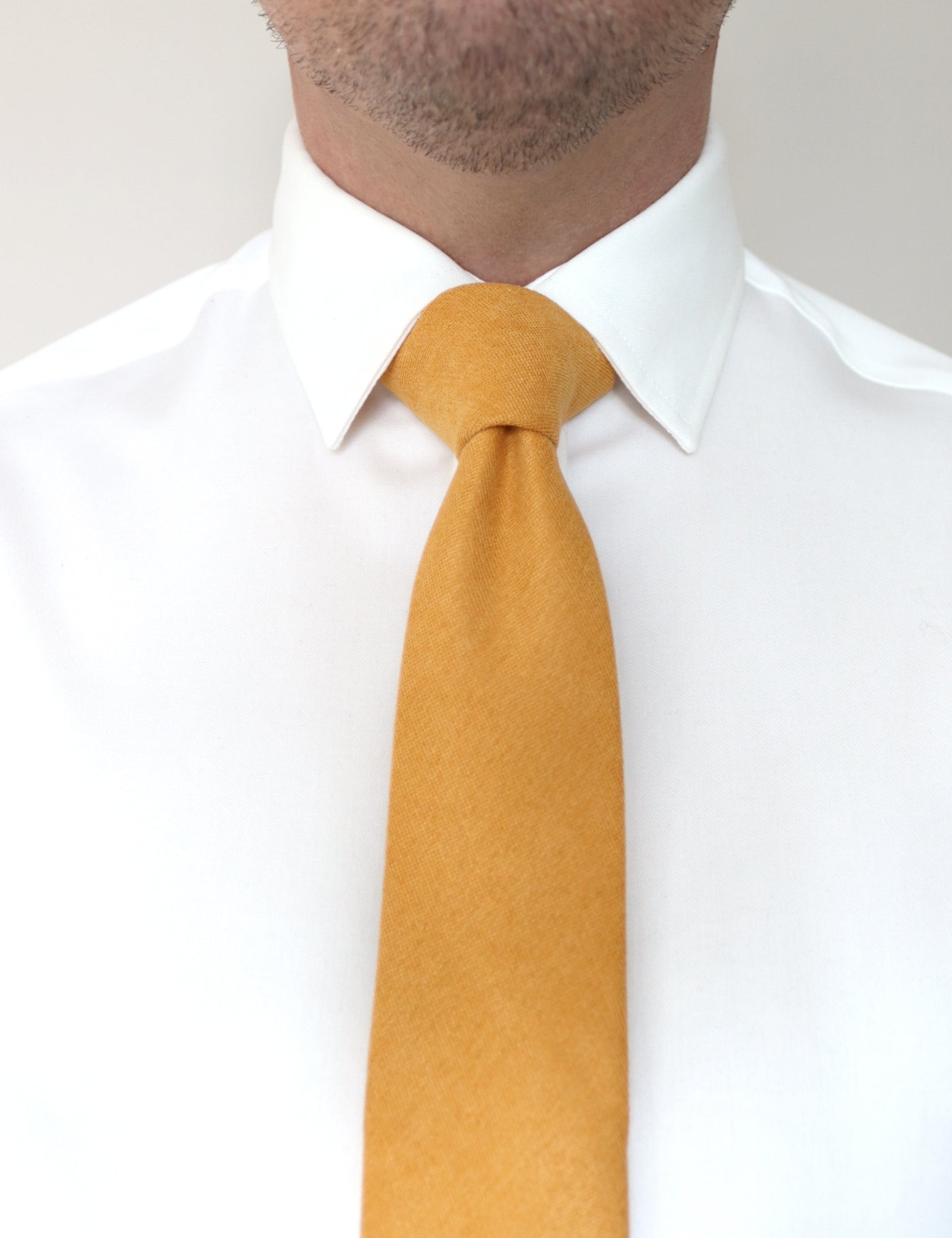 100% Brushed Cotton Tie - Mustard Yellow