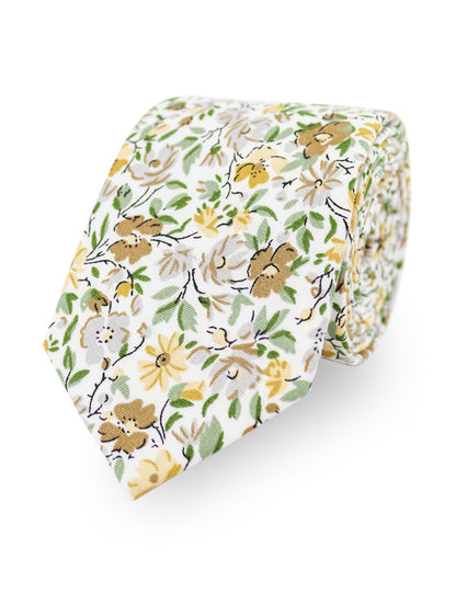 100% Cotton Floral Print Pocket Square - Yellow