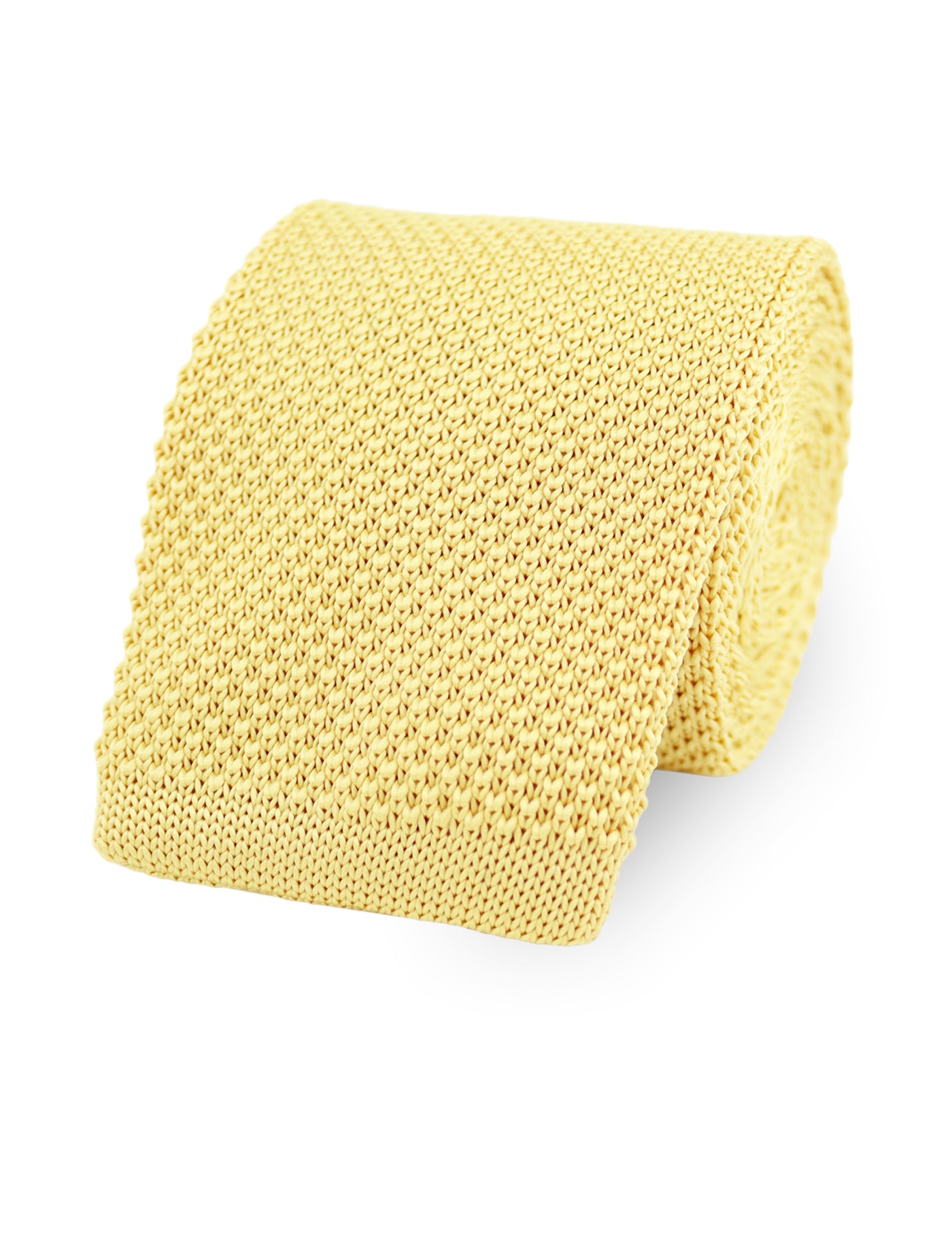 100% Polyester Square End Knitted Tie - Pastel Yellow