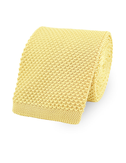 100% Polyester Square End Knitted Tie - Pastel Yellow