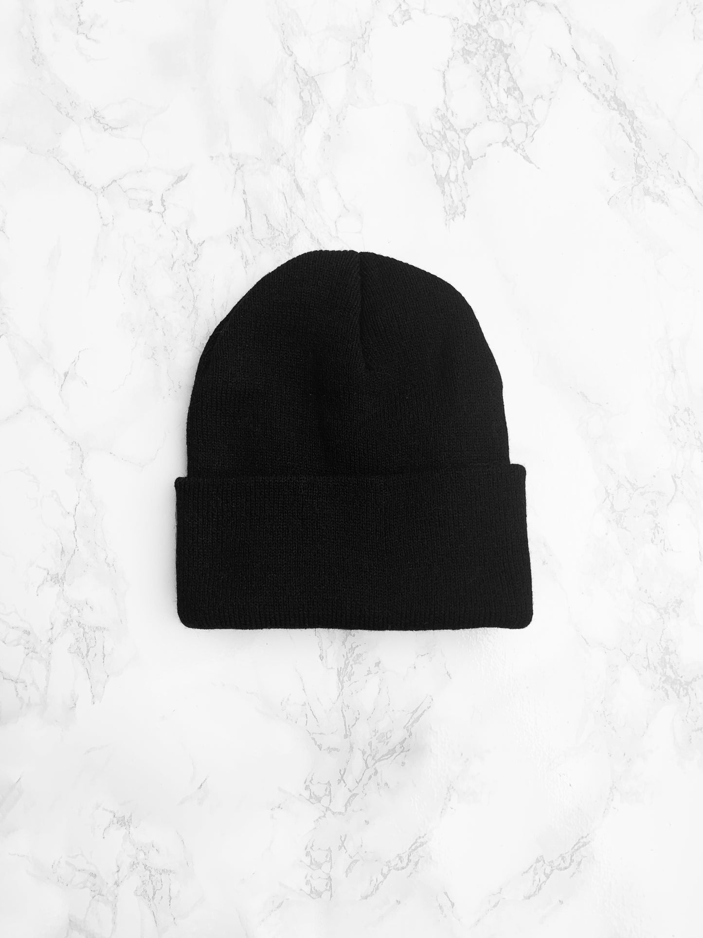 Ribbed Turn Up Beanie - Black