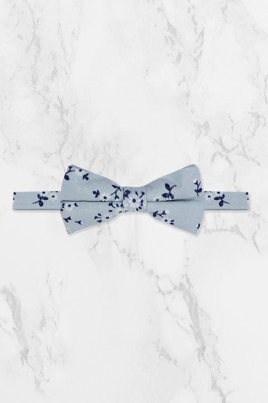 100% Cotton Floral Print Child Bow Tie - Blue & Navy