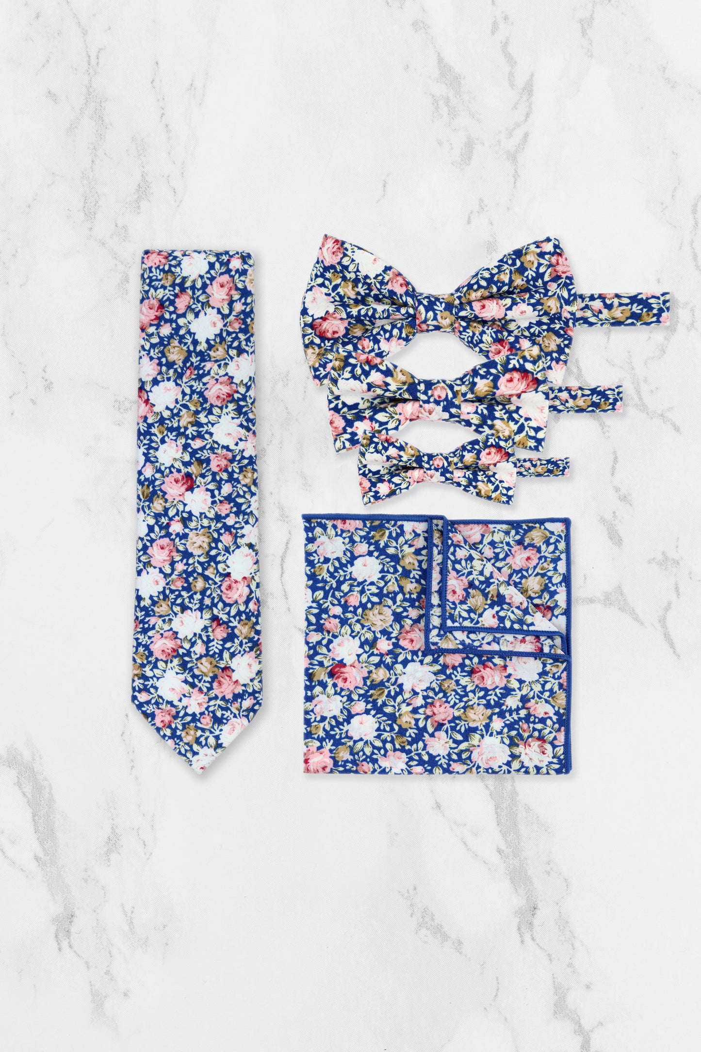 100% Cotton Floral Print Tie - Blue & Pink