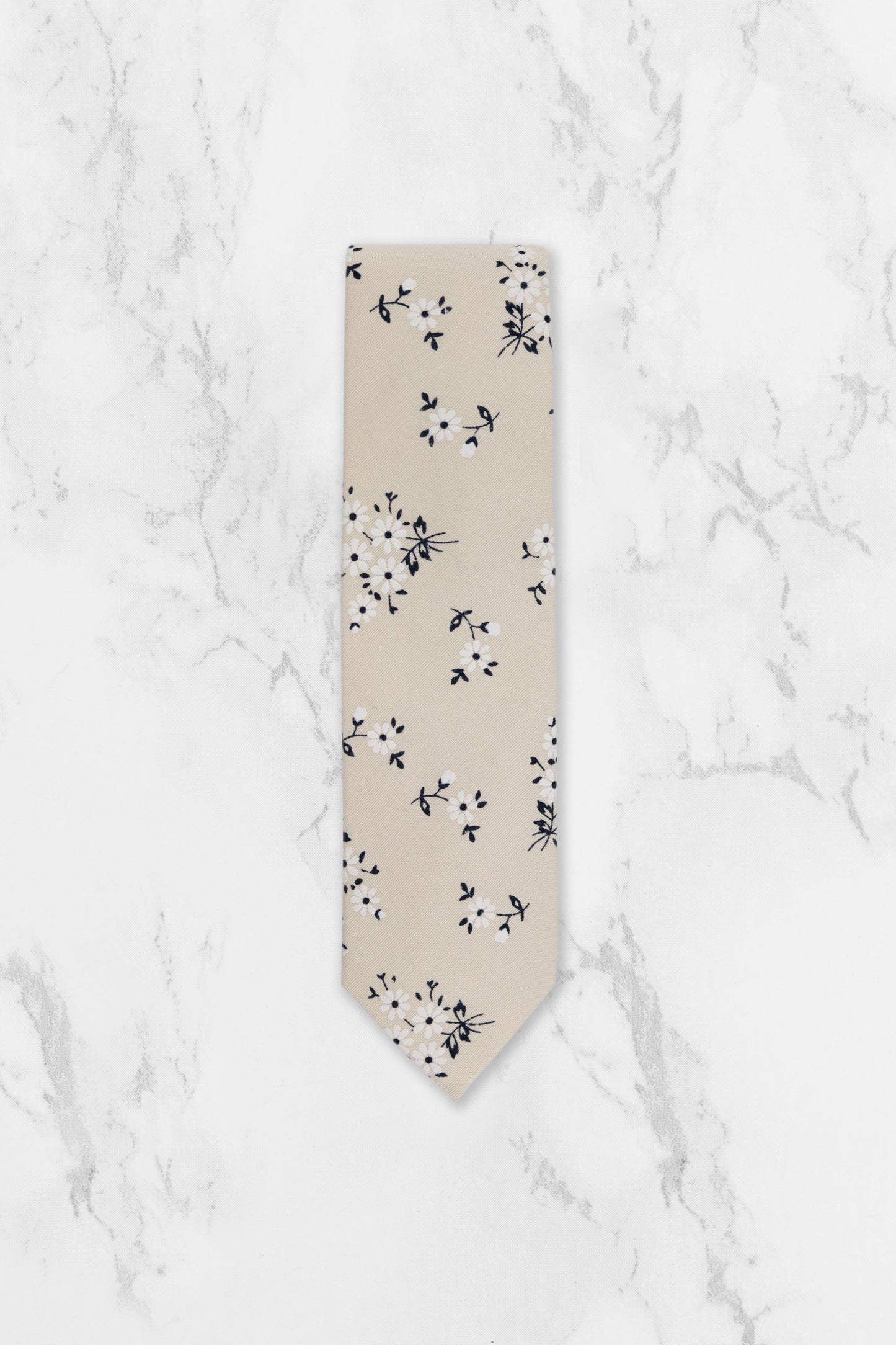 100% Cotton Floral Print Child Bow Tie - Cream & Navy