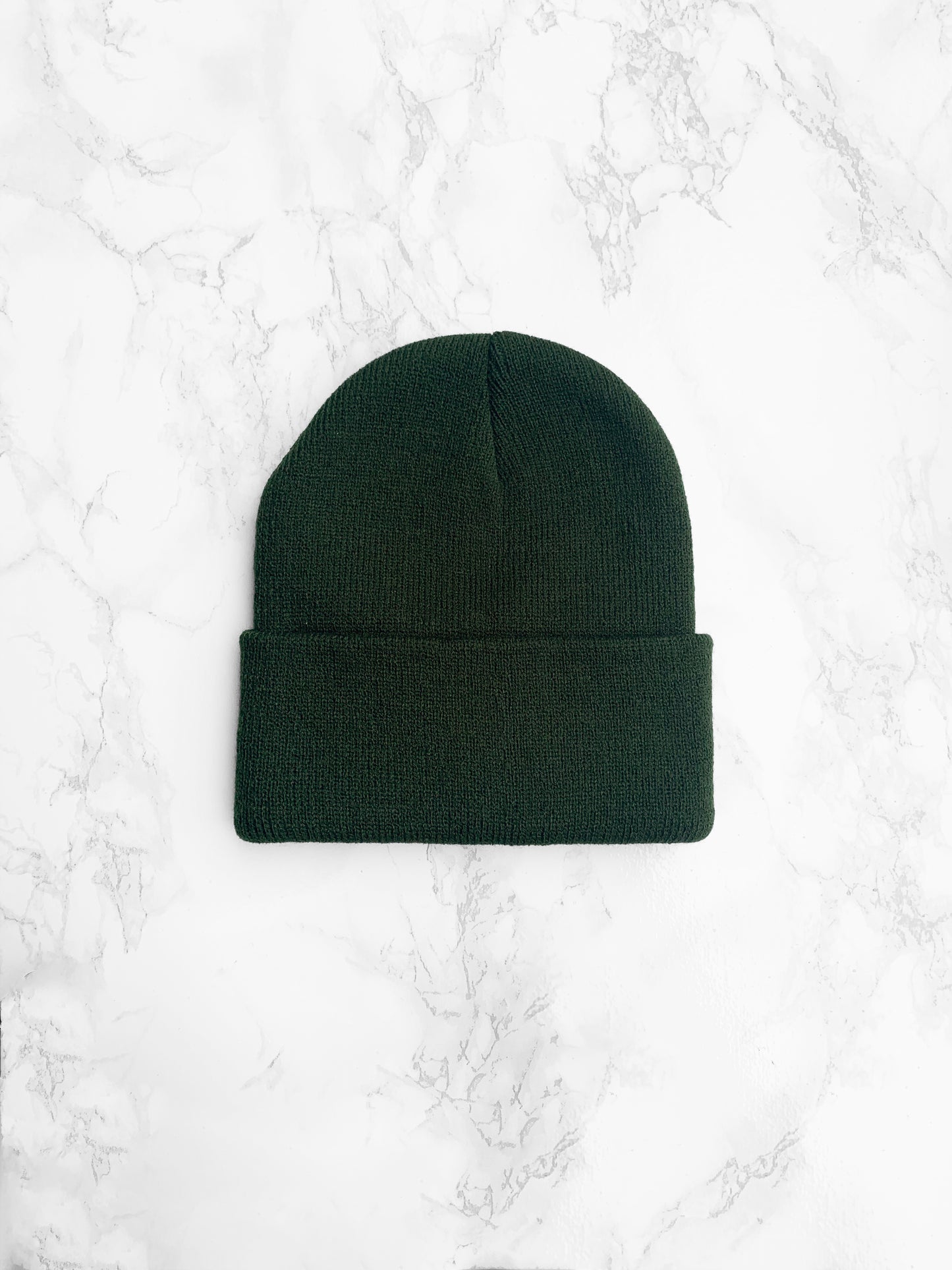 Ribbed Turn Up Beanie - Green