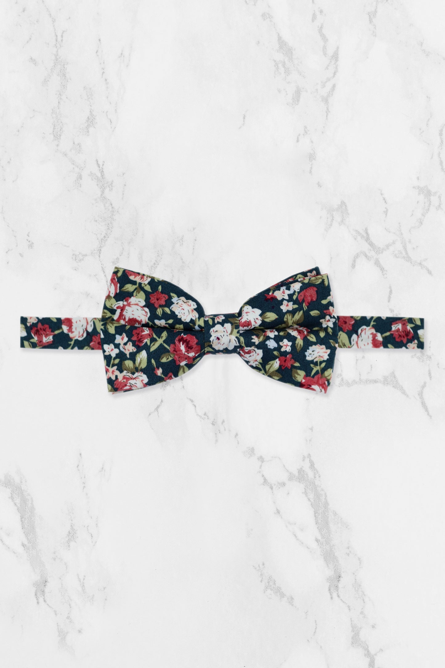 100% Cotton Floral Print Child Bow Tie - Green & Pink