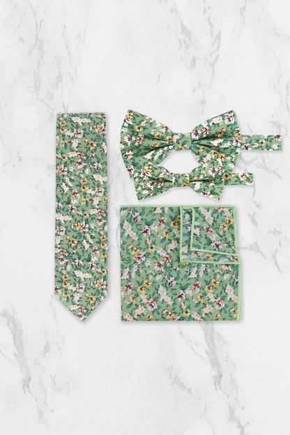 100% Cotton Floral Print Pocket Square - Sage Green