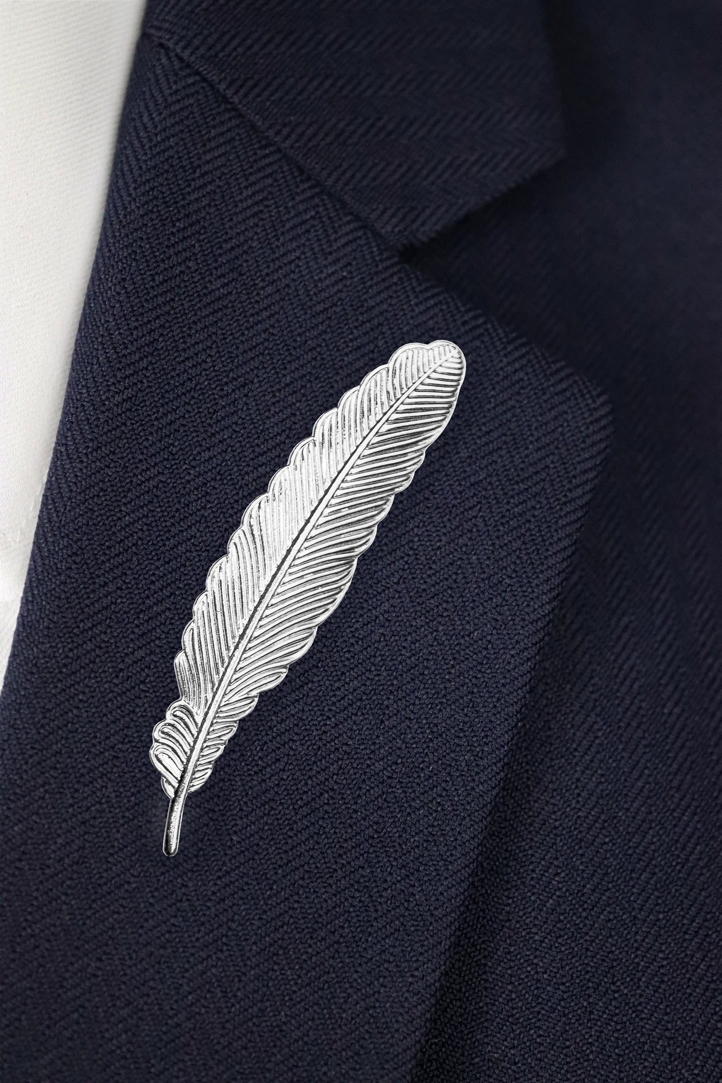 Feather Lapel Pin - Silver