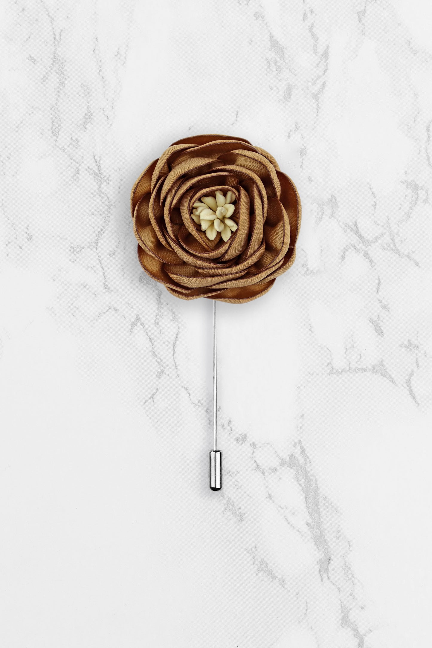 Flower Lapel Pin - Brown