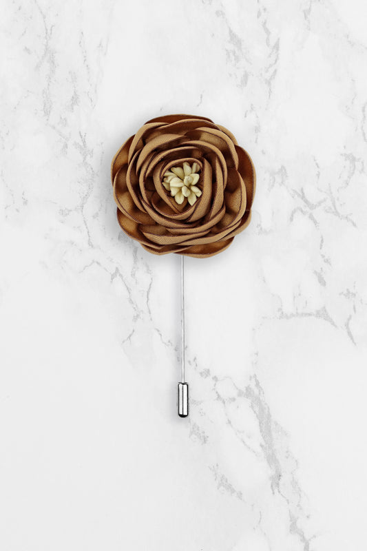 Flower Lapel Pin - Brown