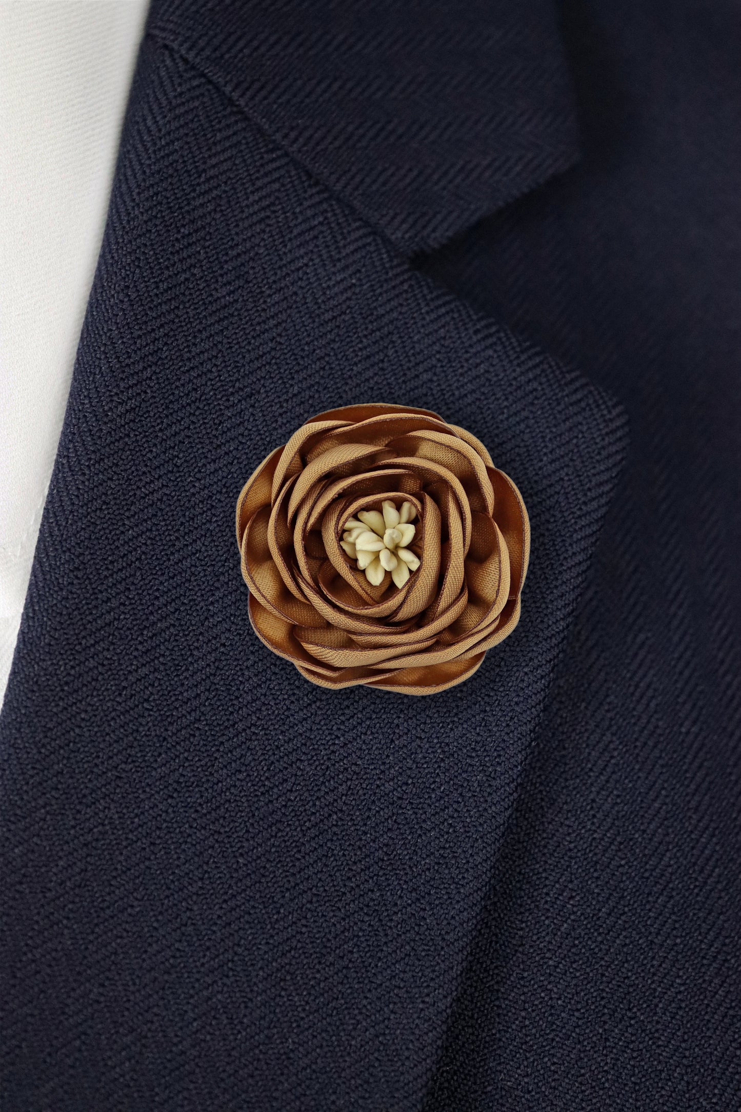 Flower Lapel Pin - Brown