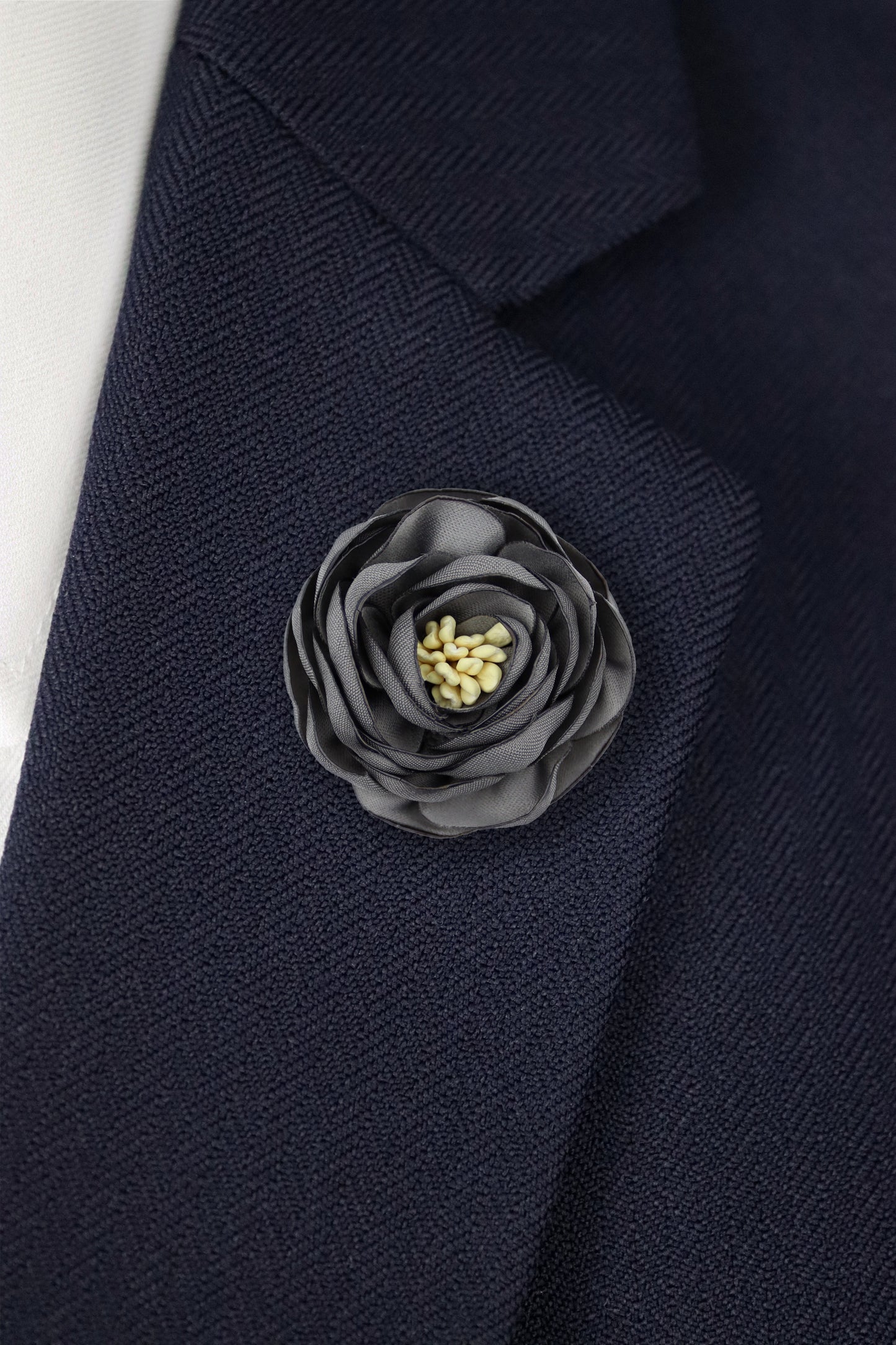 Flower Lapel Pin - Dark Grey