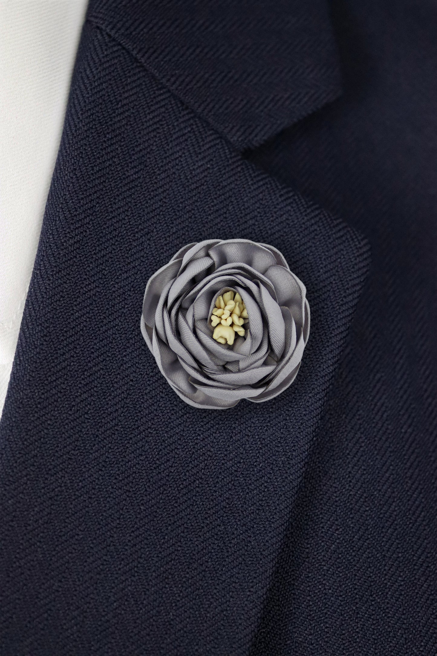 Flower Lapel Pin - Light Grey