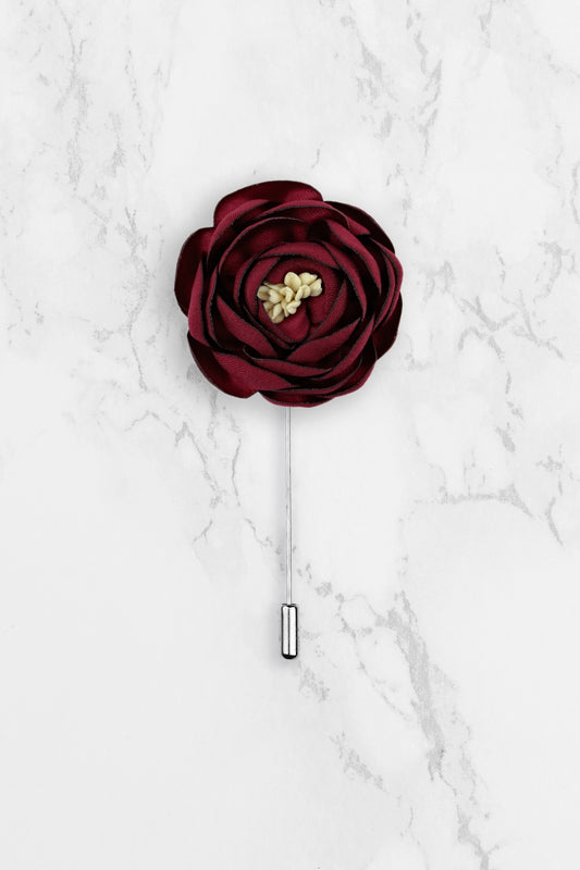 Flower Lapel Pin - Red