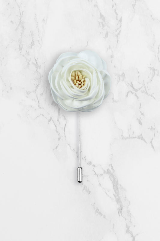 Flower Lapel Pin - White