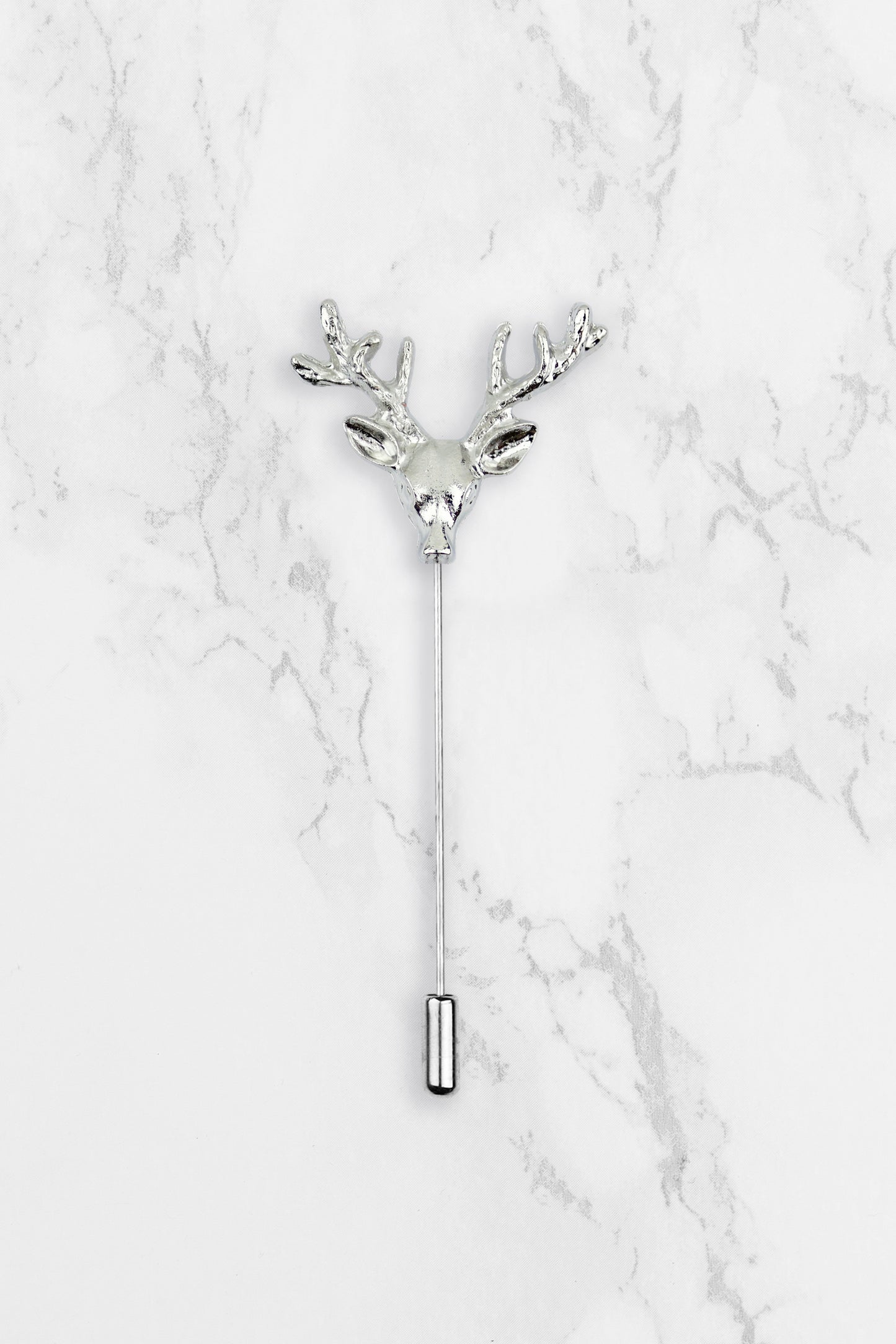 Stag Head Lapel Pin - Silver