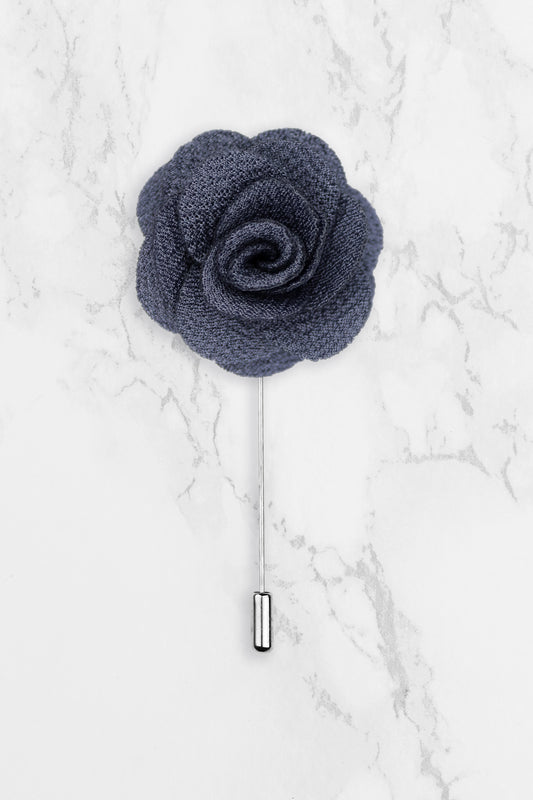 Rose Flower Lapel Pin - Grey