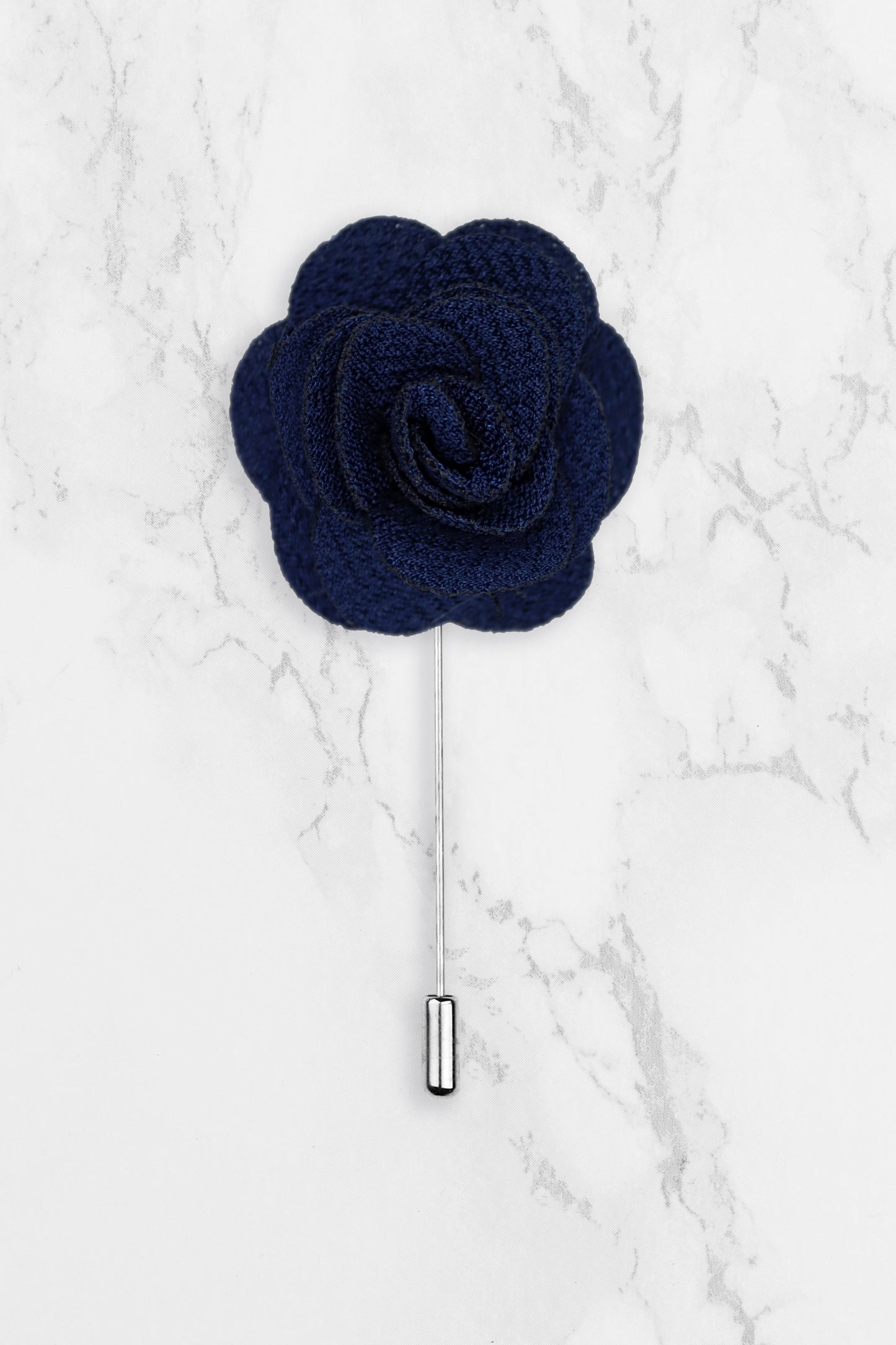 Rose Flower Lapel Pin - Navy Blue