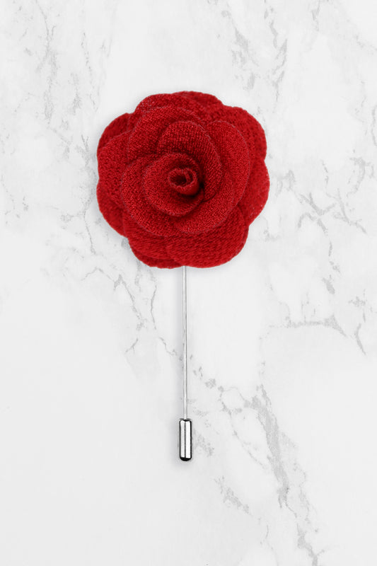 Rose Flower Lapel Pin - Red