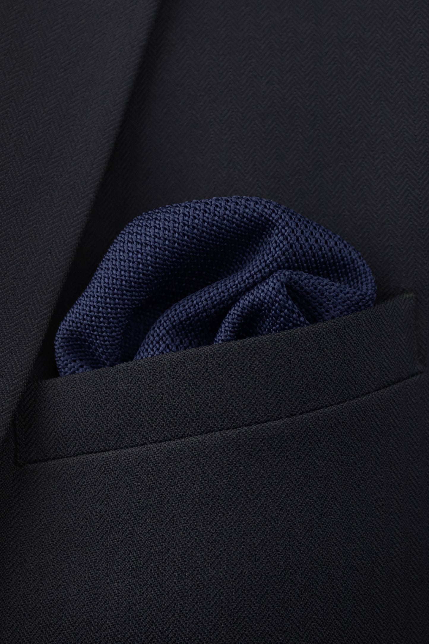 100% Polyester Square End Knitted Tie - Navy Blue