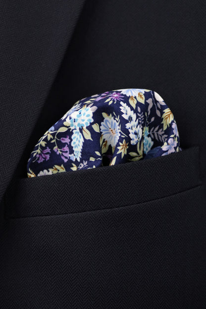 100% Cotton Floral Print Child Bow Tie - Navy Blue & Purple