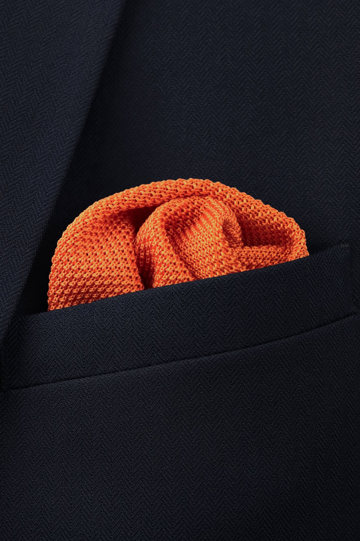 100% Polyester Knitted Pocket Square - Orange