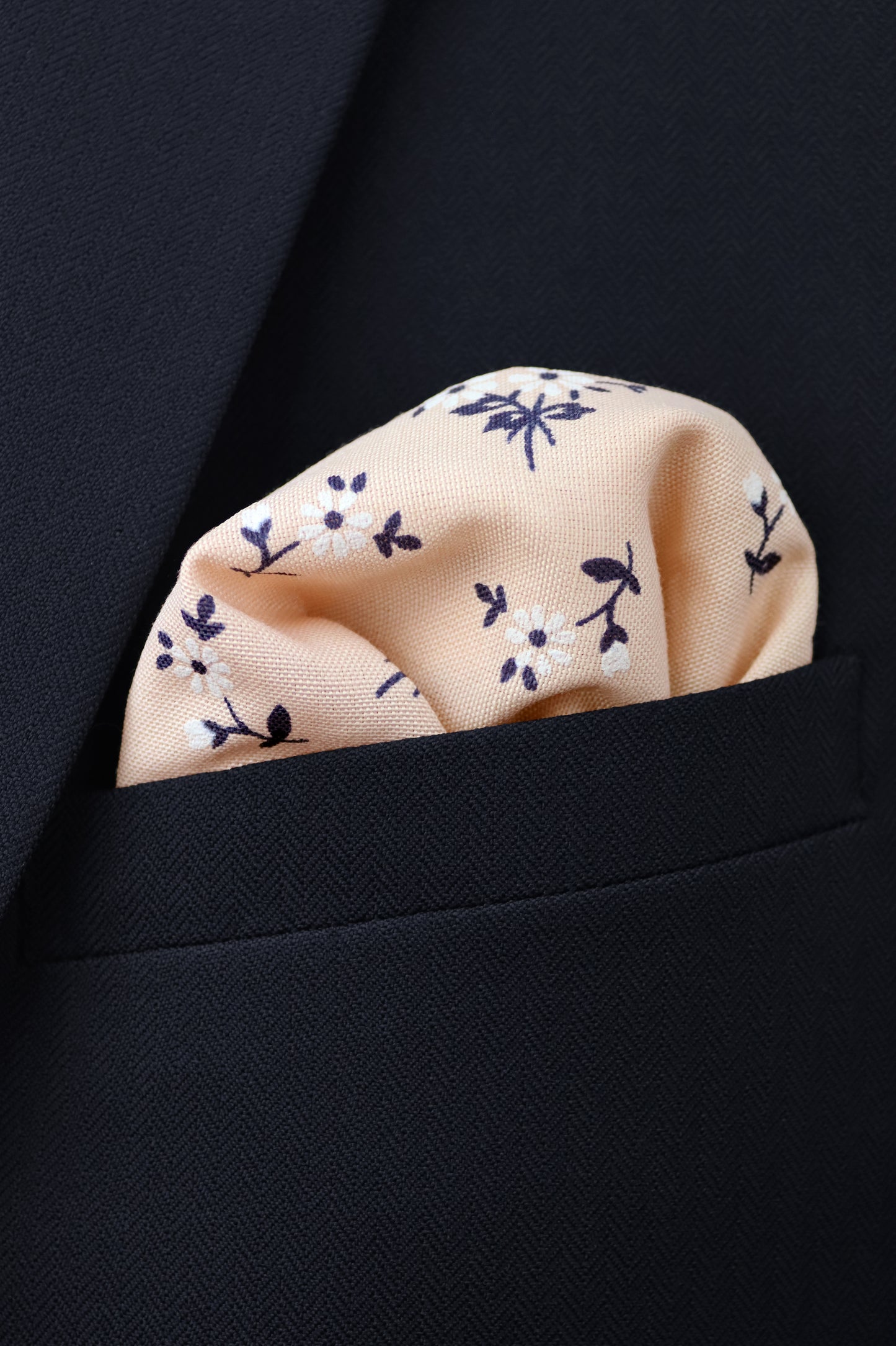 100% Cotton Floral Print Tie - Peach & Navy