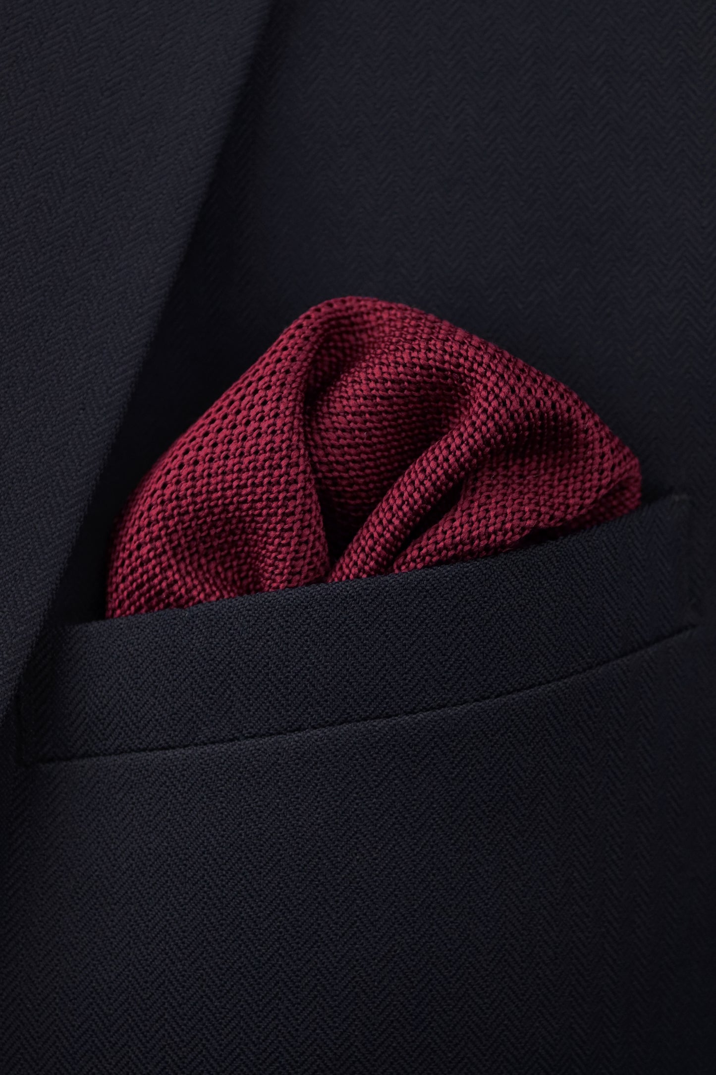 100% Polyester Square End Knitted Tie - Wine Red