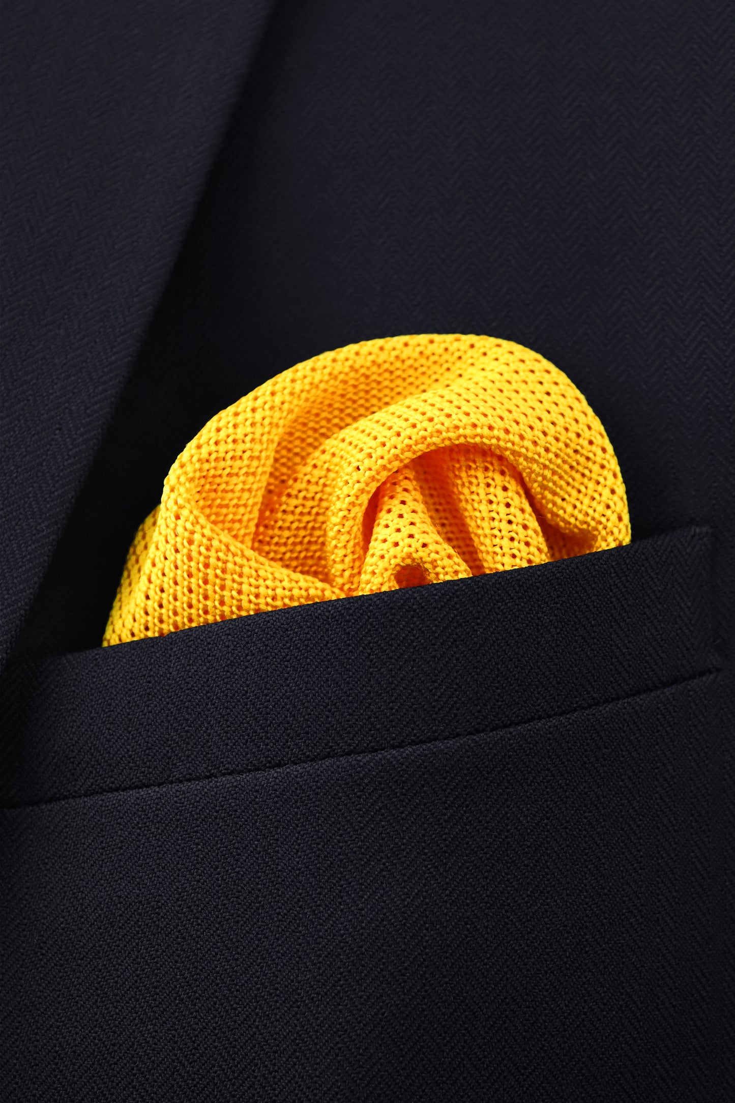 100% Polyester Diamond End Knitted Tie - Mustard Yellow