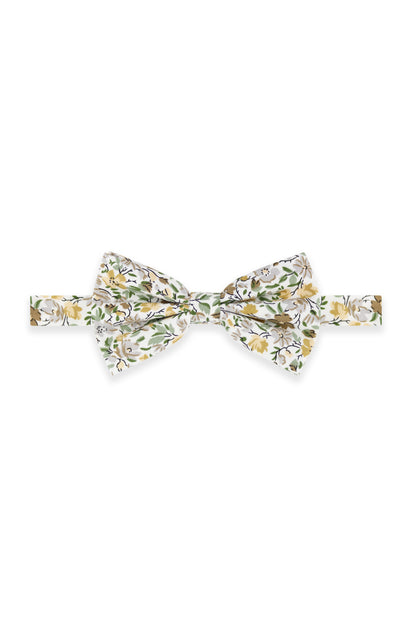 100% Cotton Floral Print Bow Tie - Yellow